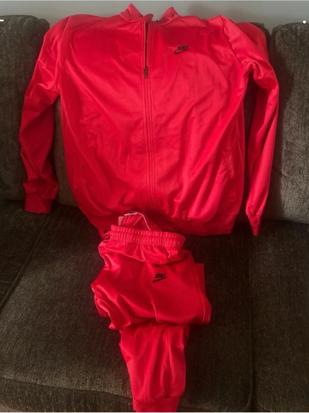 Nike Bright Red Full-Zip Track Jacket and Track Pants